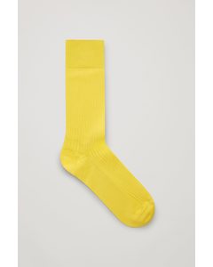 Ribbed Mercerised Cotton Socks Yellow