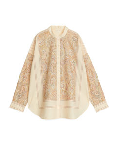 Bomullsskjorte Med Paisley-trykk Offwhite