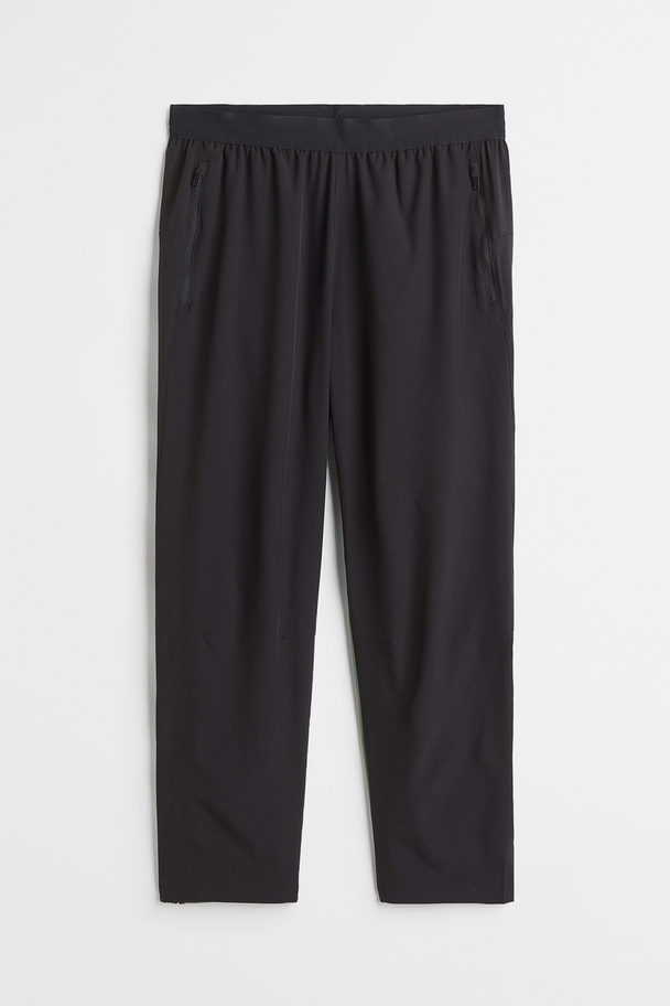 H&M Cropped Running Trousers Black/block-coloured