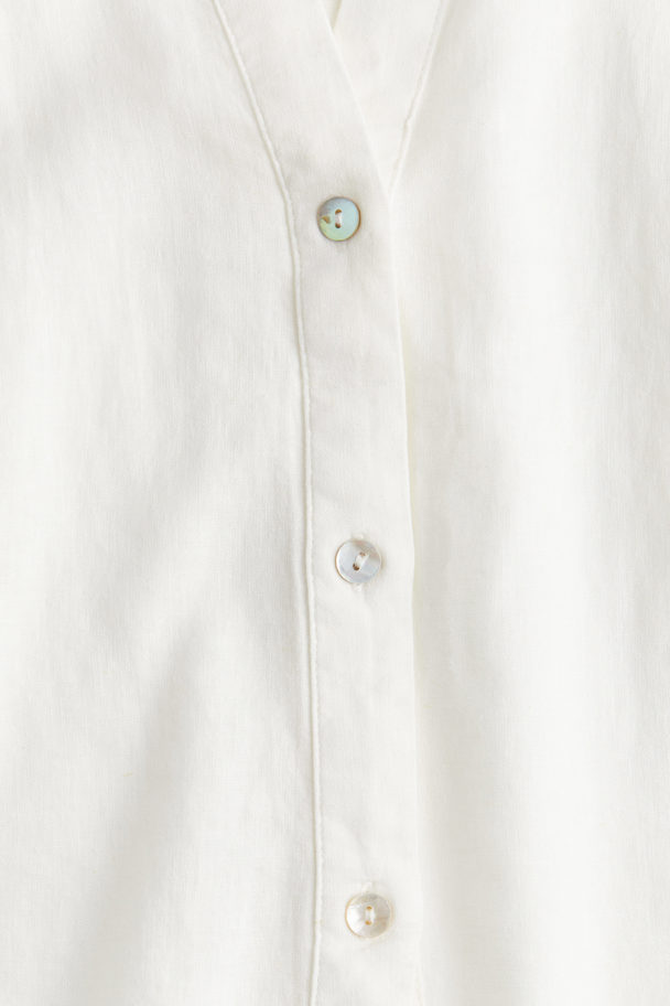 H&M Sleeveless Linen-blend Shirt White