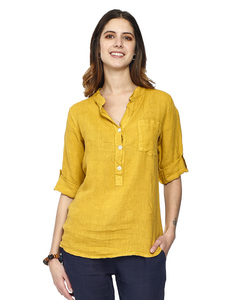 Pure Linen Tunic Shirt With Long Pockets