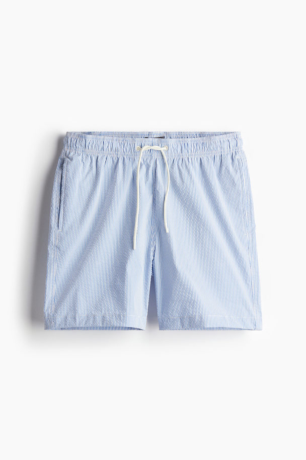 H&M Badeshorts aus Seersucker Blau/Gestreift