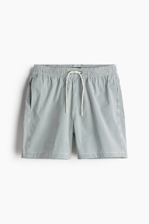 H&M Badeshorts aus Seersucker Dunkelgrün/Gestreift