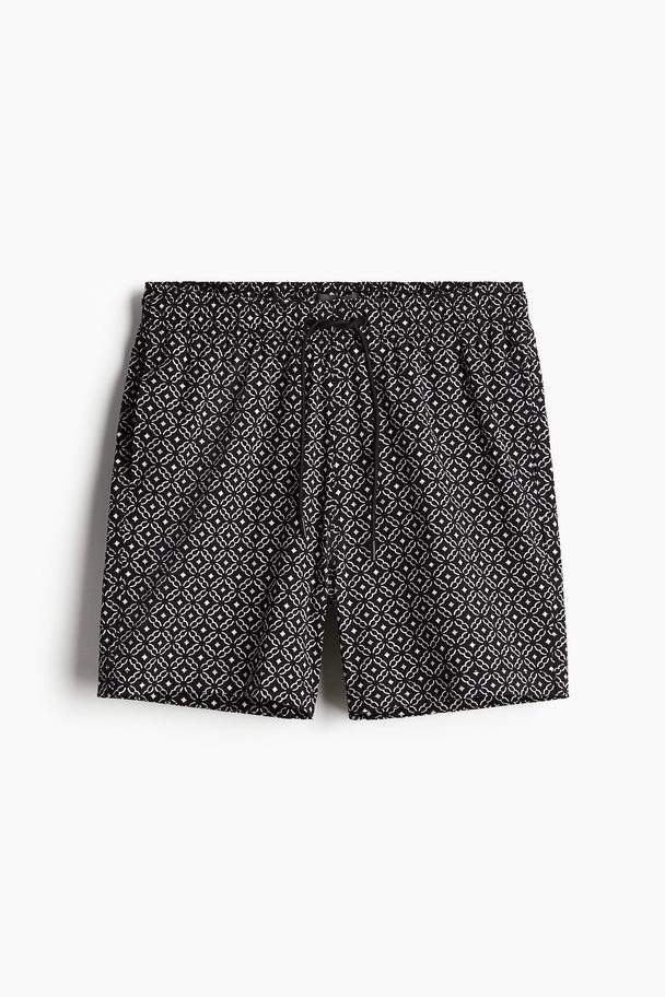H&M Seersucker Swim Shorts Black/patterned