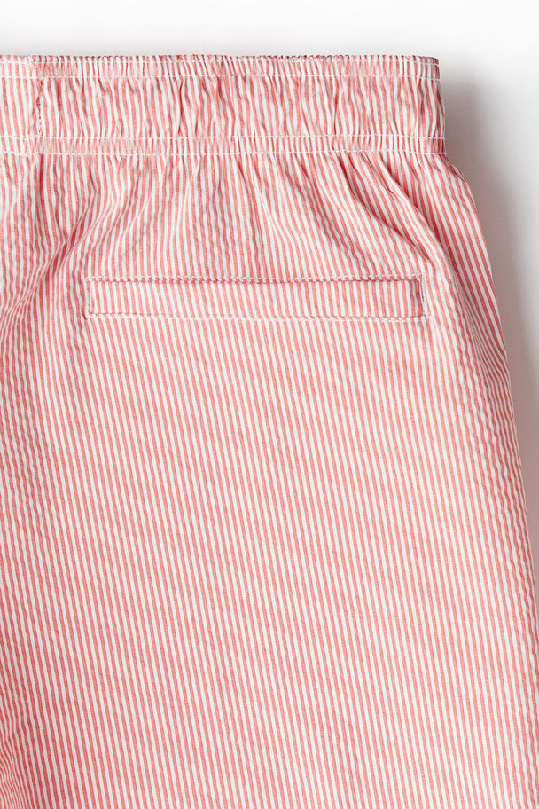 H&M Seersucker Swim Shorts Red/striped