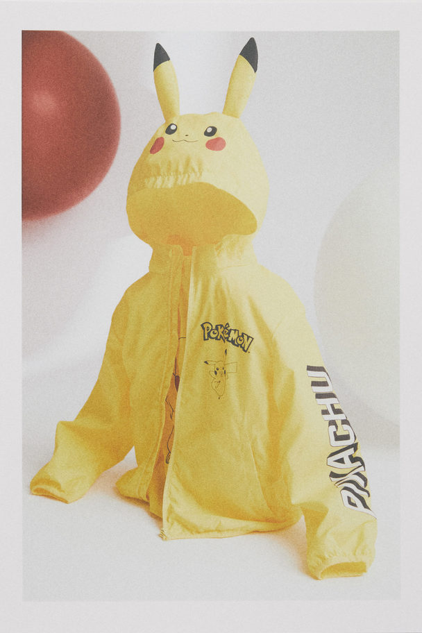 H&M Printed Windbreaker Bright Yellow/pokémon