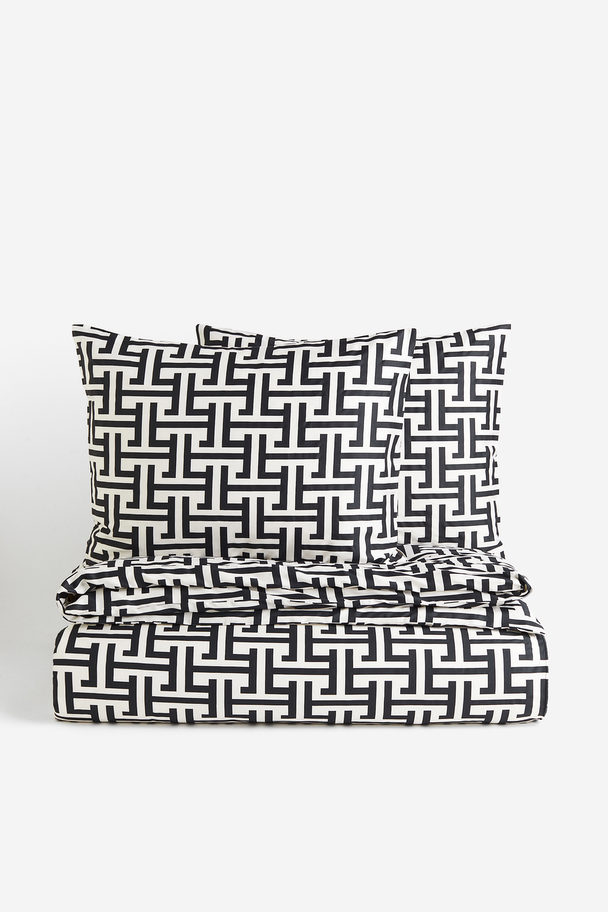 H&M HOME Dekbedset Van Viscose - Tweepersoons Zwart/dessin