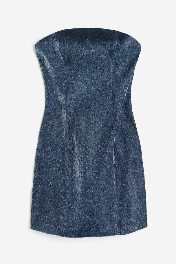 H&M Schimmerndes Bandeau-Kleid Blau