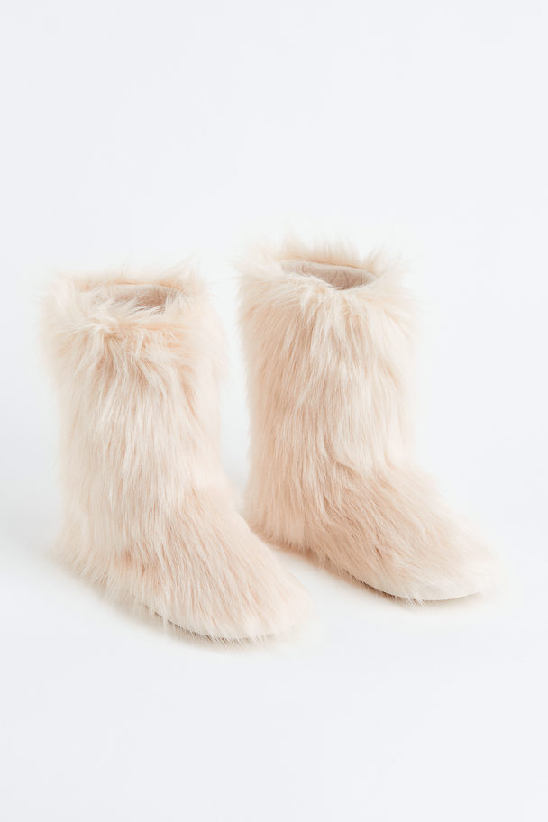 H&M Warmgevoerde Fluffy Boots Roomwit