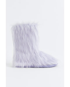 Warm-lined Fluffy Boots Lilac