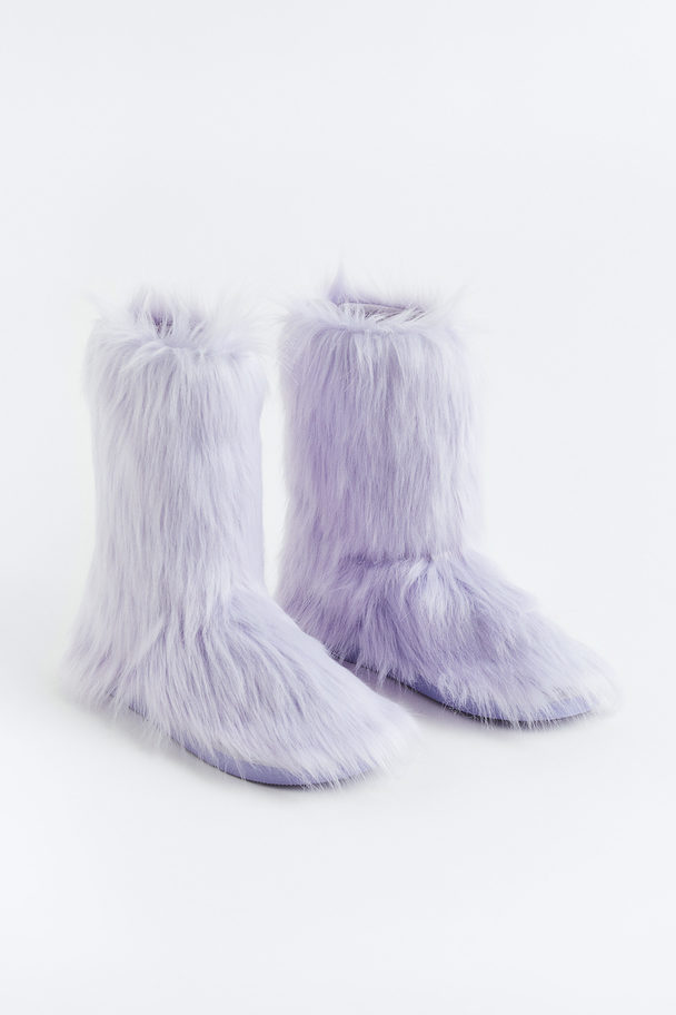 H&M Warm-lined Fluffy Boots Lilac