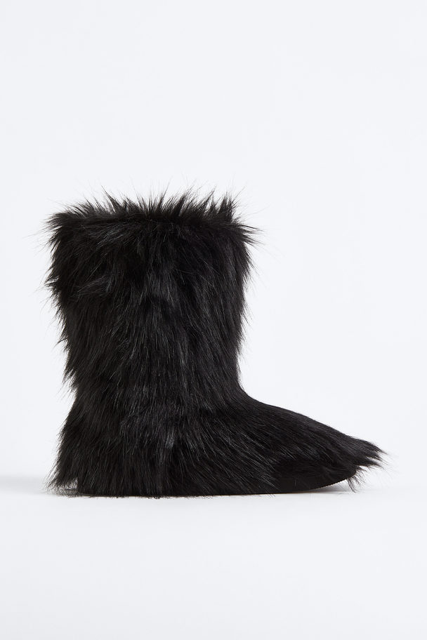 H&M Warm-lined Fluffy Boots Black