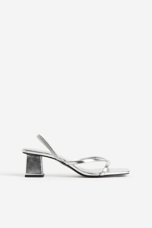 H&M Sandaletten mit Absatz Silberfarben