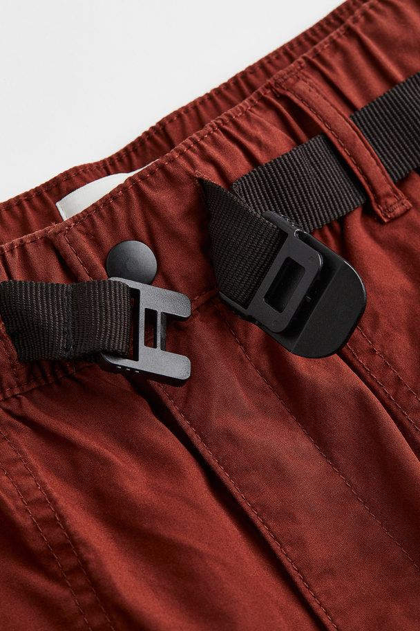 H&M Relaxed Fit Belted Trousers Rust Brown