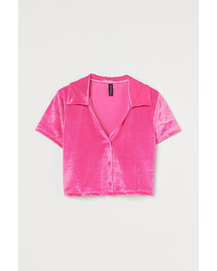 Velour Cropped Top Cerise