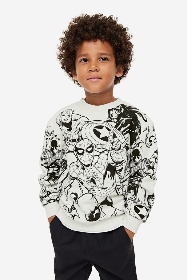 H&M Sweatshirt Med Tryck Ljusgrå/marvel Comics