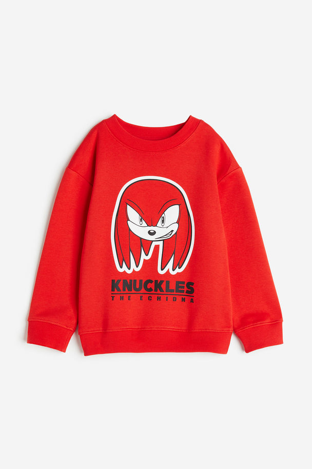 H&M Sweatshirt Med Trykk Rød/sonic The Hedgehog