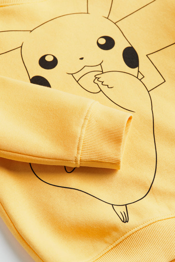 H&M Printed Sweatshirt Yellow/pokémon