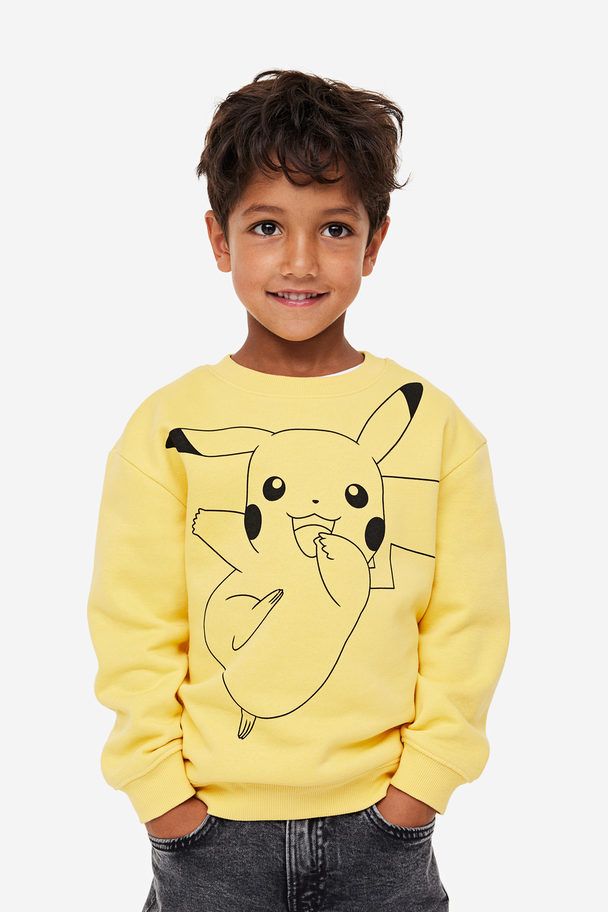 H&M Sweatshirt Med Trykk Gul/pokémon
