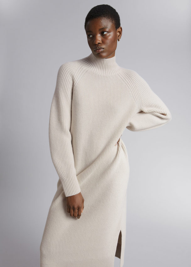 & Other Stories Knitted Midi Dress Beige