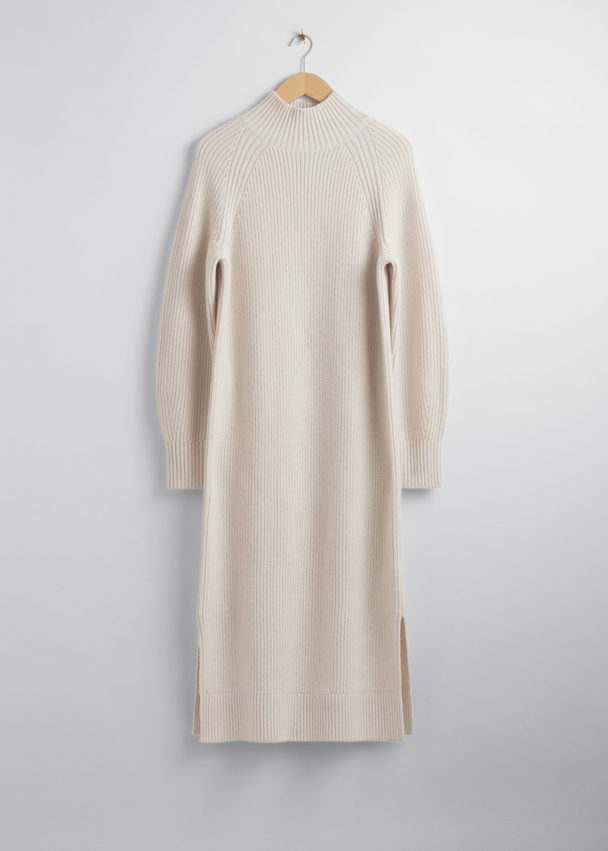 & Other Stories Knitted Midi Dress Beige