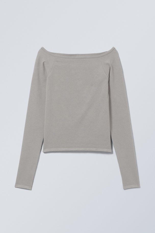 Weekday Langærmet Off shoulder-top Muldvarpefarvet