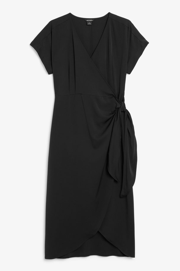 Monki Wrap Midi Dress Black