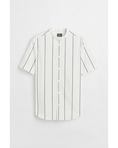 Cotton Shirt Muscle Fit White/pinstriped