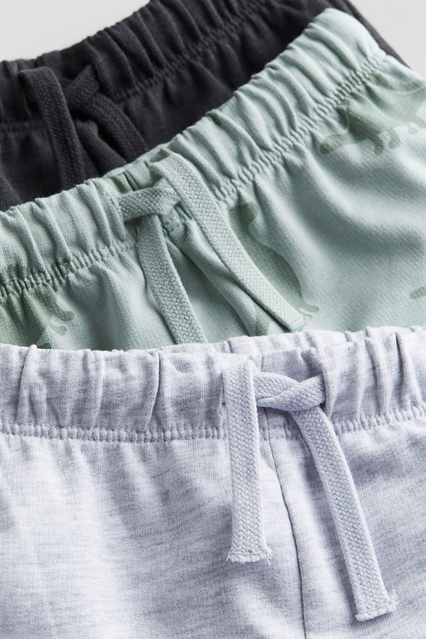 H&M Set Van 3 Sweatshorts Donkergrijs/lichtgroen