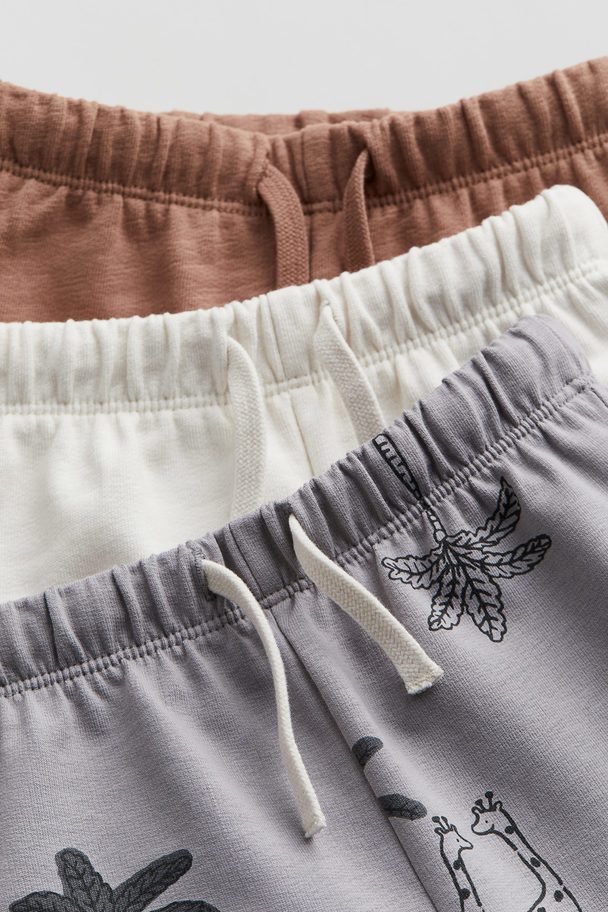 H&M 3er-Pack Sweatshorts Hellgrau/Tiere