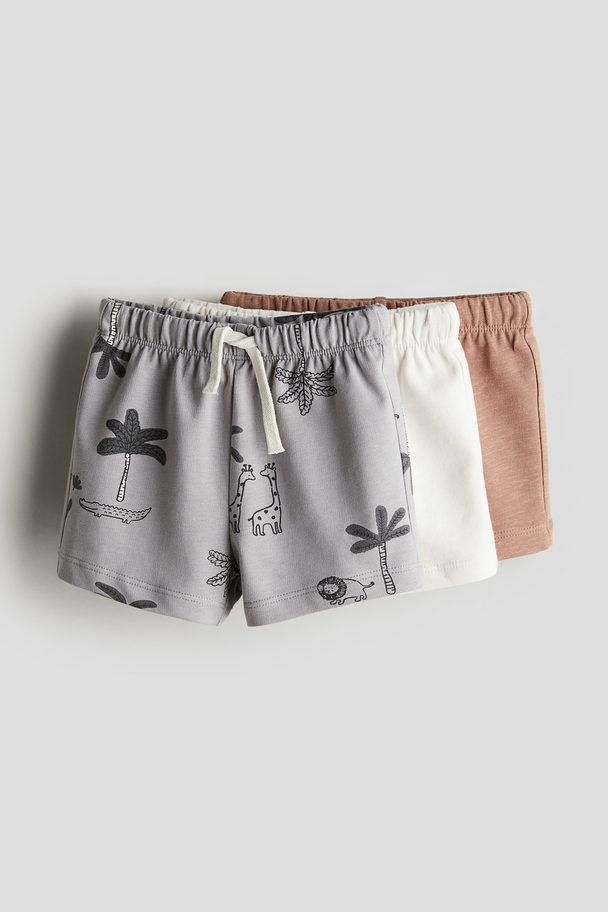 H&M 3er-Pack Sweatshorts Hellgrau/Tiere