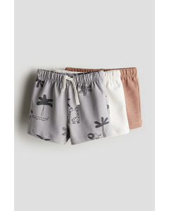 3er-Pack Sweatshorts Hellgrau/Tiere