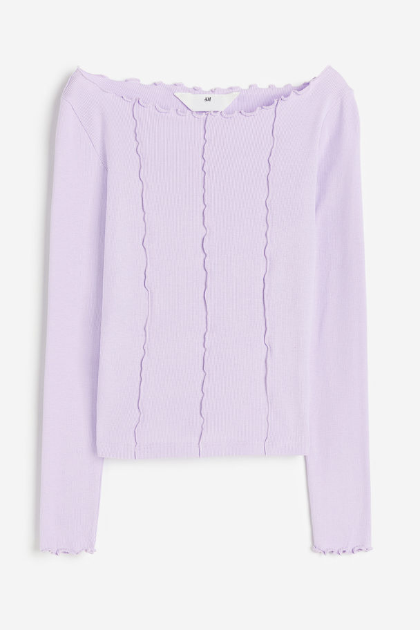 H&M Overlock-detail Top Lilac
