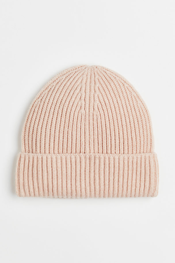 H&M Rib-knit Hat Powder Pink