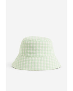 Cotton Bucket Hat Light Green/checked