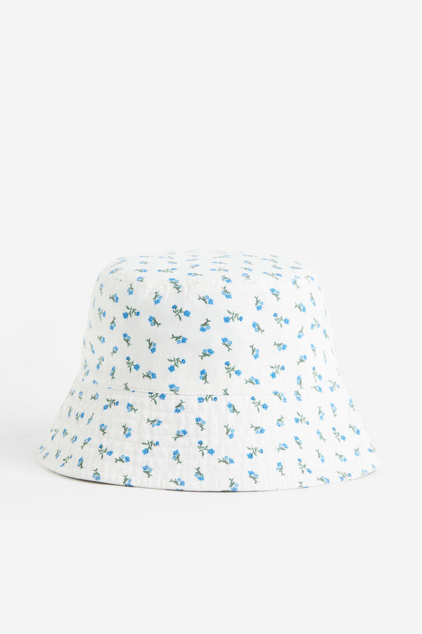 H&M Bucket Hat aus Baumwolle Weiß/Geblümt