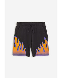 Pull-on-Shorts Schwarz/Flammen
