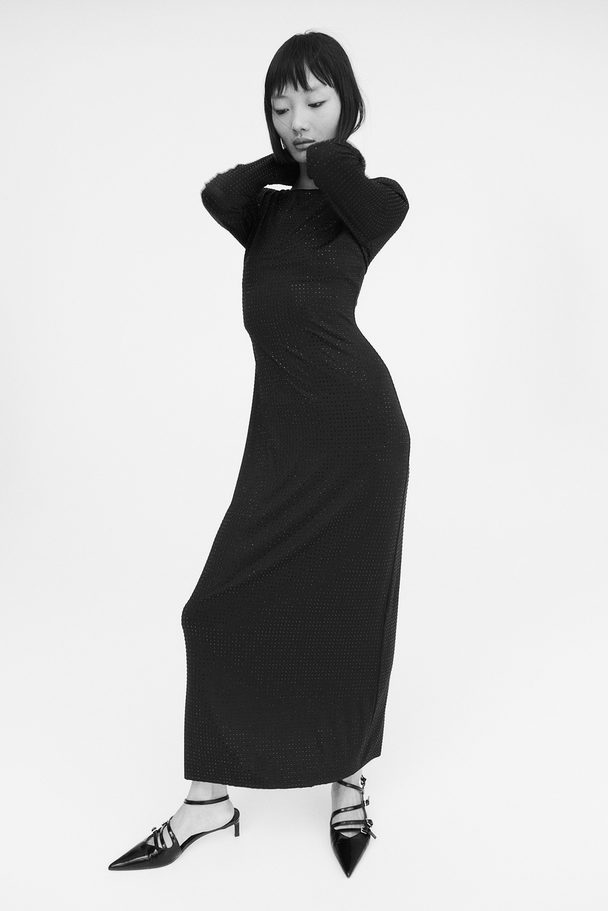 H&M Bodycon-Kleid mit Strassverzierung Schwarz
