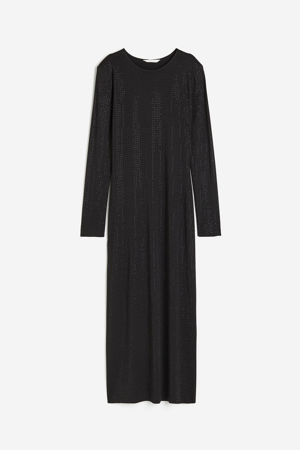 H&M Bodycon-Kleid mit Strassverzierung Schwarz