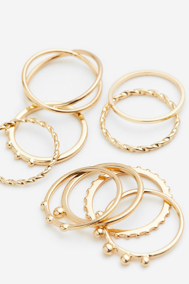 H&M 9er-Pack Ringe Goldfarben