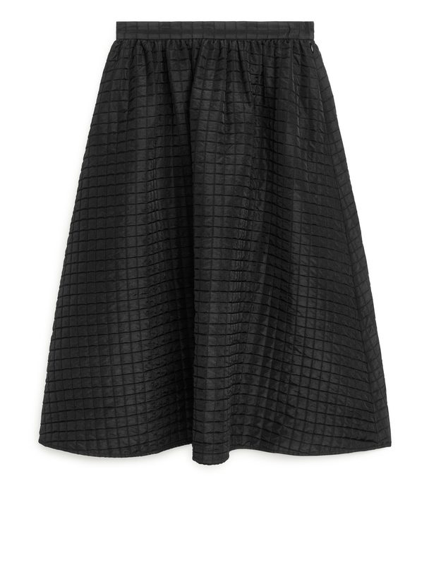 ARKET Wide Jacquard-woven Skirt Black