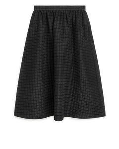 Wide Jacquard-woven Skirt Black