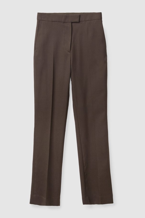 COS Slim-fit Wool Trousers Dark Brown
