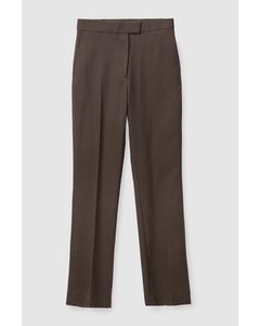 Slim-fit Wool Trousers Dark Brown