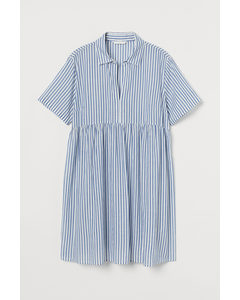 Mama Cotton Shirt Dress Blue/white Striped