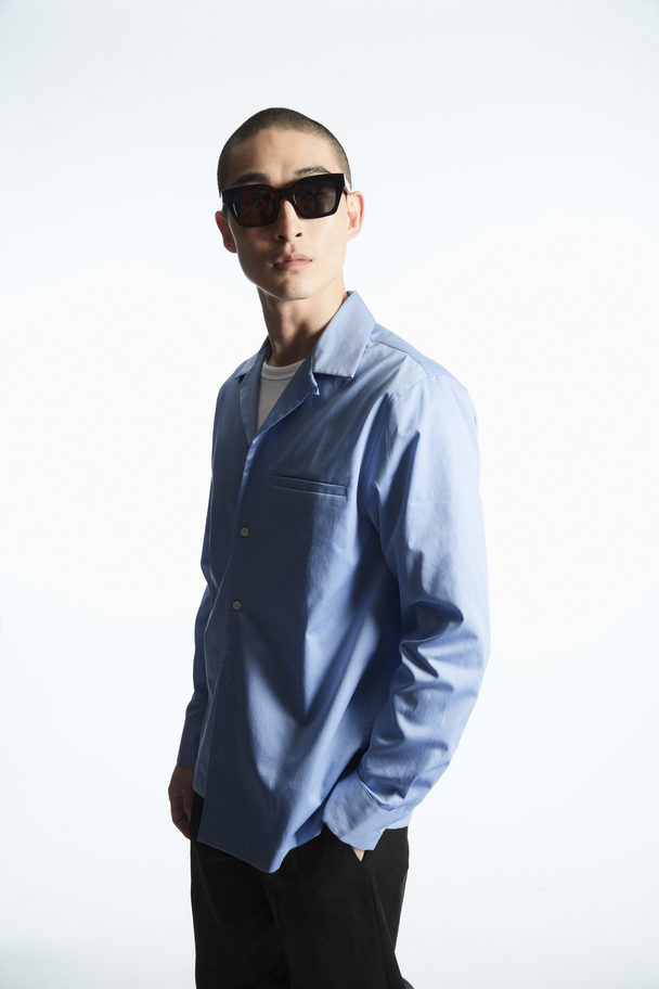 COS Long-sleeved Camp-collar Shirt Light Blue