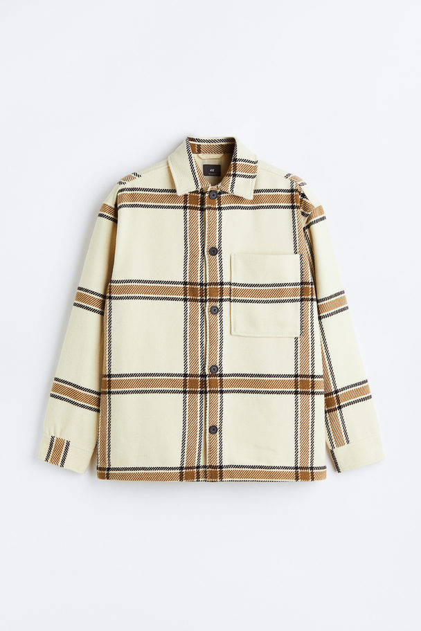 H&M Relaxed Fit Overshirt Light Beige/checked