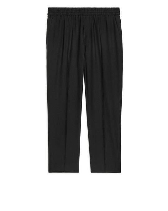 Arket Tapered Wool-blend Trousers Black