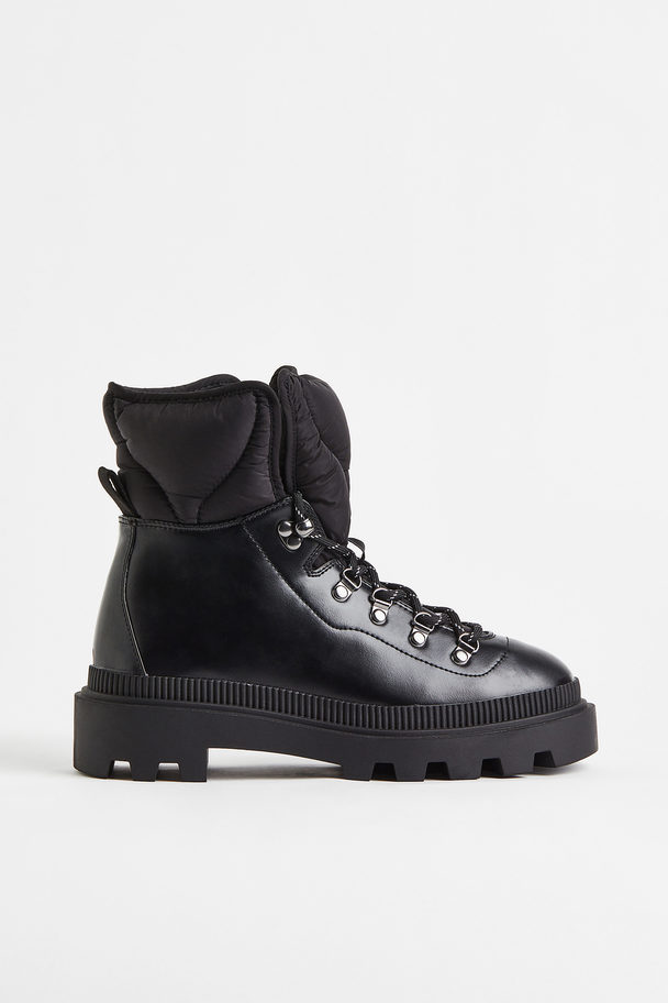 H&M Padded Lace-up Boots Black