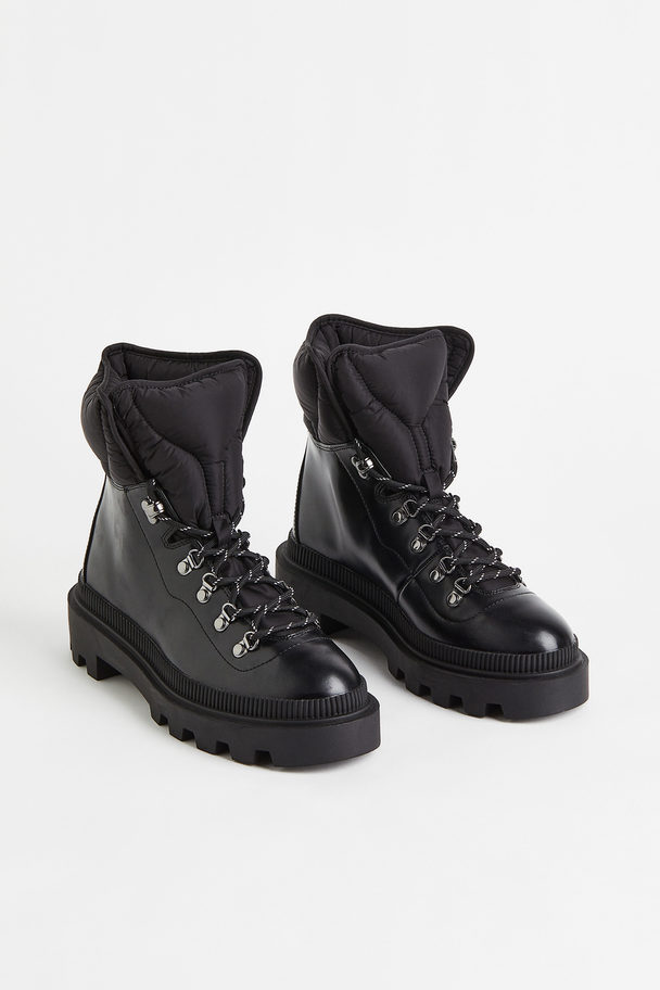 H&M Padded Lace-up Boots Black